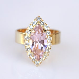 Marquise Morganite Crystal Ring, Light Pink Ring, Simple Minimalist Ring, Anniversary Gift, Blush Ring For Wife, Women Ring, Promise Ring