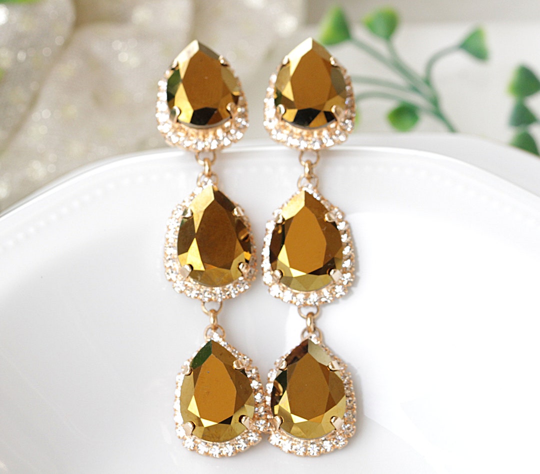 Moonlight and clear crystal dangle earrings main image 1