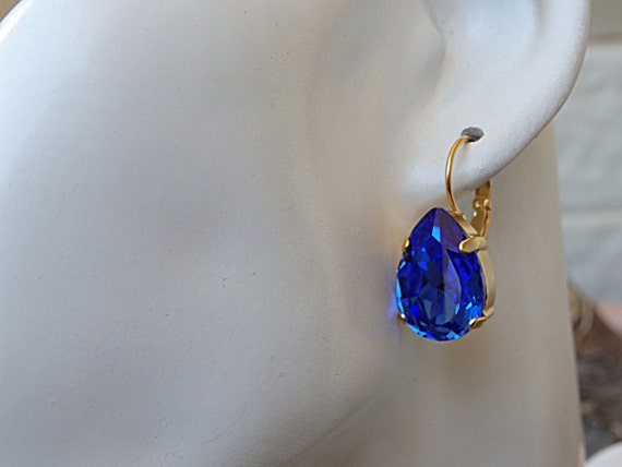 Neue Ohringe blau Strass kristall Ohrstecker Frauen
