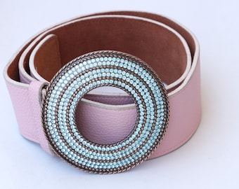 Laise Adzer Vintage 80’s Pink Retro Leather Belt Vintage laise adzer belt - Gem main image 3
