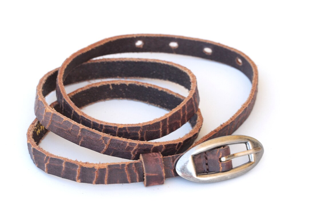 Skinny Brown Leather Belt: Casual Women display picture 2