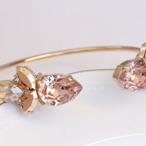BLUSH ROSE Bracelet, bridesmaid jewelry gifts,  Bracelet, Bride Blush Pink Bracelet, Bridal Blush jewelry, Wedding Rose Gold Cuff