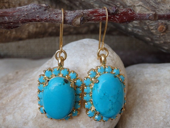 Sterling Silver Tear Drop Genuine Turquoise Earrings 64848 | Buffalo Trader  Online