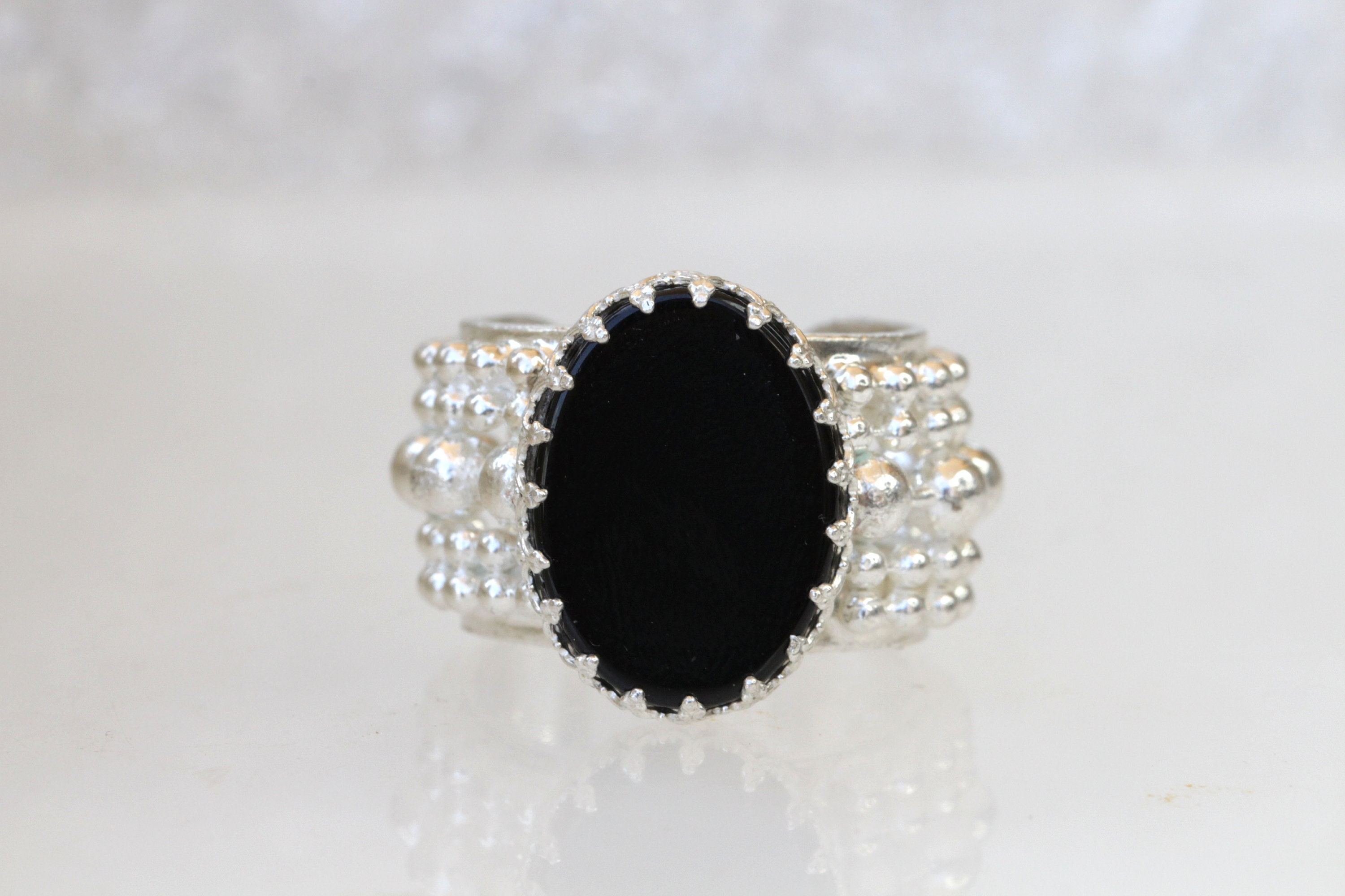 Bague Boho Améthyste Argent Tibétain – Taille Ajustable – Style Ethnique – Neuf Sans Emballage
