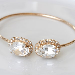 BRACELET EN CRISTAL CLAIR, Bracelet Sparkly, Bracelet Art Déco, Bracelet Nuptial, Bracelet Blanc, Demoiselles d’honneur Manchette en strass
