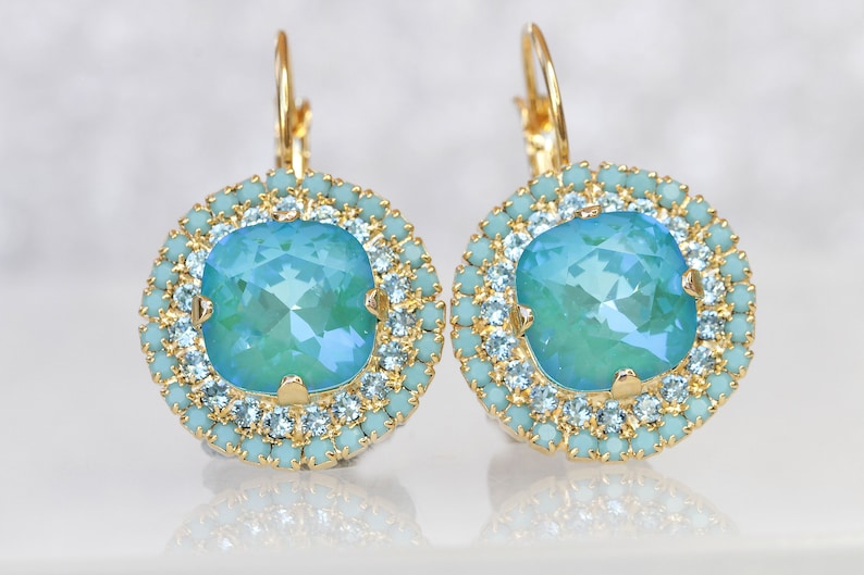 LAGOON earrings, Turquoise jewelry, Blue Turquoise shops earrings gold, Bridal blue earrings, Something Blue For The Brides, Xmas Gift