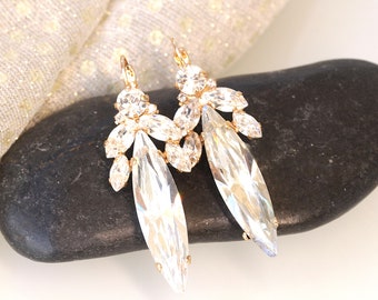 Orecchini da sposa Art Déco: Cluster di cristalli, oro o argento