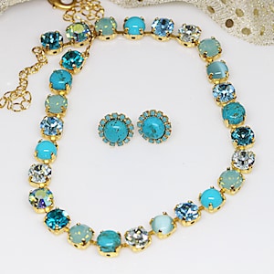Turquoise Gift Set, Bridal Jewelry Set, Womens Jewelry Set,Gemstone Jewelry Set, Blue Jewelry Set,Blue Crystal Jewelry, Jewelry Set
