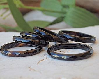 Black Onyx Stacking Ring: Thin Stone Band (3mm)
