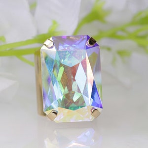 CRYSTAL AB RING, Huge Crystal Ring, Art Deco Ring, Large Cocktail Ring, Big Stone Ring, Statement Ring, Rainbow Chunky Ring,Bridesmaid Gift