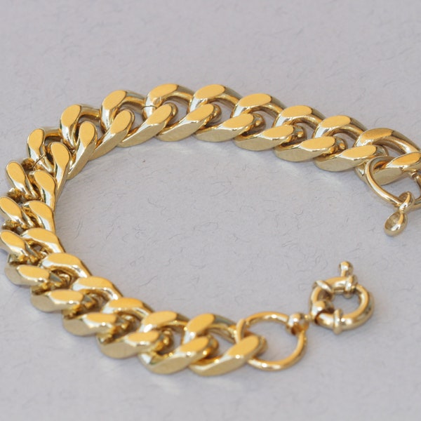 Vergoldet gold Gourmet Armband für Männer, Classic, Unisex, Herren Gourmet, dicke Gourmet-Kette Armband, Unisex gewebt Armband, Frauen Schmuck