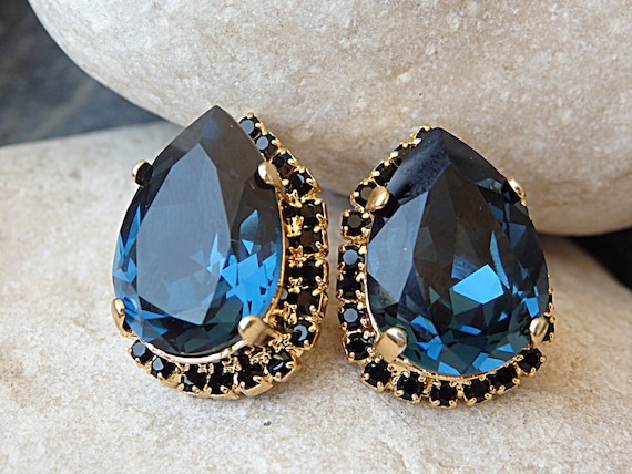 Navy teardrop best sale earrings