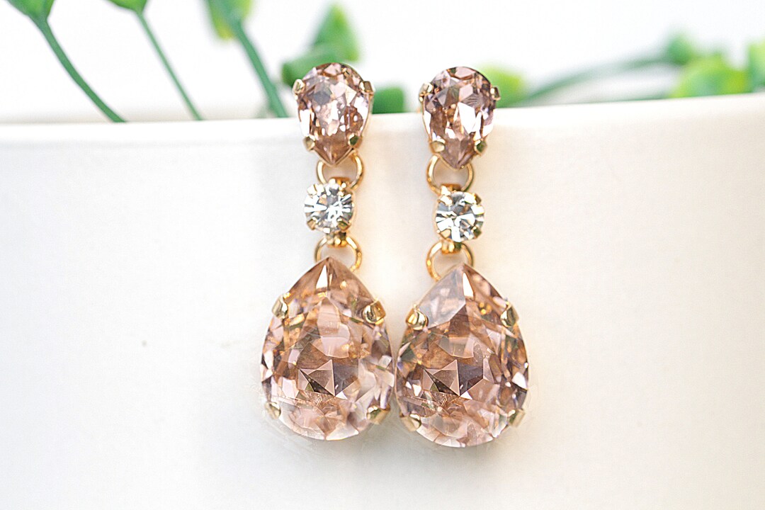 Bridal BLUSH Earrings, Bridesmaid Blush Pink Earrings, Ice Pink Vintage