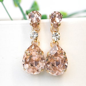 Bridal BLUSH earrings, Bridesmaid Blush Pink Earrings, Ice Pink Vintage Earrings, Plain Teardrop Earring, Wedding Jewelry For Bride