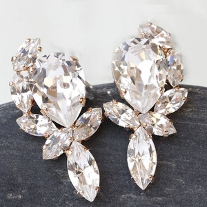 CRYSTAL BRIDAL EARRINGS, Clear Crystal Earrings,Cluster Earrings, White Crystal Earrings, Wedding Earrings For Bride, Gift For Her