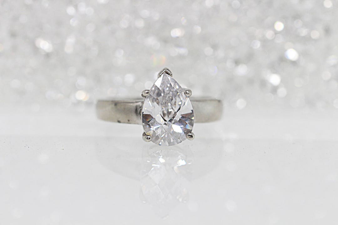 Solitaire Ring Pear Shape Ring Engagement Ring Designer - Etsy