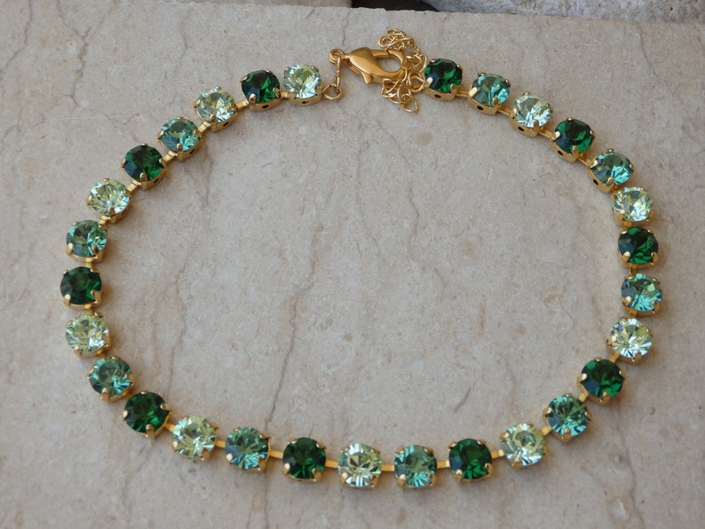 EMERALD NECKLACE Rhinestone Jewel Tennis Necklace Anna Etsy