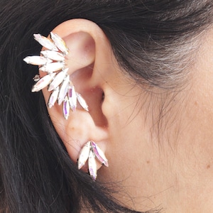 Ab Crystal OORCLIMBER OORBELLEN, bruids klimoorbellen, Ab Crystal Ear Crawler, Ear Climber, Bride Up Earring, bruiloft 2 oorbellen