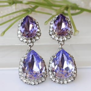 PURPLE EARRINGS, Tanzanite  Earrings, Gift for her, Bridal Chandelier Earring, Bridal Earrings, Violet Crystal Earrings, Wife Gift