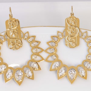 HOOPS EARRINGS, Indian Crystal Earrings, Hoop Drop Earrings,  Earrings, Gold Earrings, Ethnic Hoop Earrings, Bridal Hoop Earrings