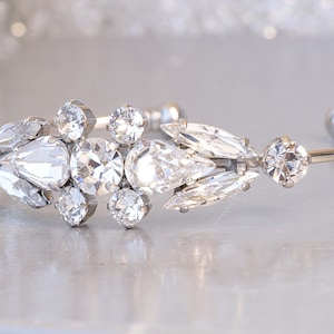 Bridal Crystal Bracelet, WHITE WEDDING BRACELET, Adjustable Bracelet, silver bridal cuff,  Bridal Rhinestone Cuff,  Brides Bracelet