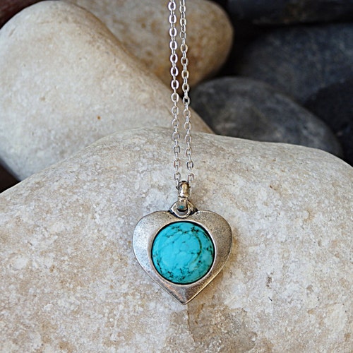 Silver And Turquoise earrings. Valentines Day Wife Gift. Turquoise shops earrings. Heart Shaped earrings. Lover gift. Natural Gemstones earrings