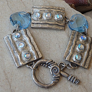 AQUAMARIN ARMBAND, Boho Armband, blaues Armband, Silber Armband, Geschenk für Schwester, Ethno Armband, Glieder armreif, Frauen Armband