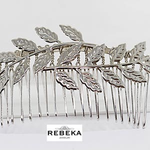 Wedding Hair Jewelry. Silver Hair Comb, Leaf Hair Comb, Bridal Hair Piece. Art Deco Hair Comb, Leaf Headpiece, Silver Branch Women Headpiece