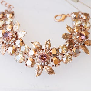 ROSE GOLD BRACELET, Blush Gold Leaf Bracelet,  Leaf Jewelry, Bridal Rose Gold Bracelet, Elegant Jewelry,  Bracelet, Mother Of Groom