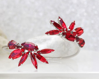 RUBY RED BRACELET,  Bracelet, Cuff Bracelet, crystals Gemstone Woman's Bracelet, Wife Bracelet, Bridal Bracelet, Gift For Her, wedding red