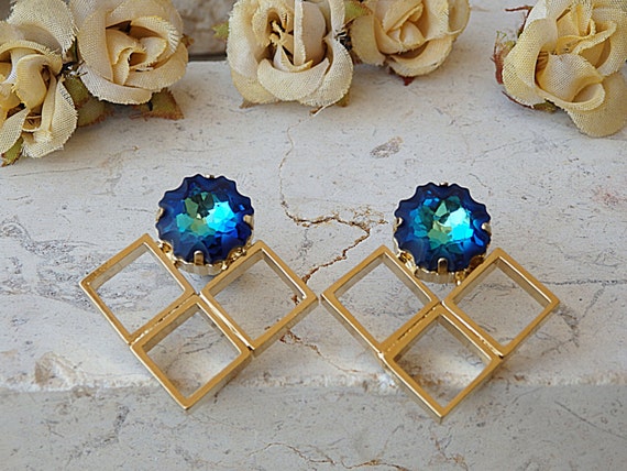 Royal Blue Cubic Zirconia Drop Earrings | Royal Blue Earrings Wedding - Big  Water - Aliexpress