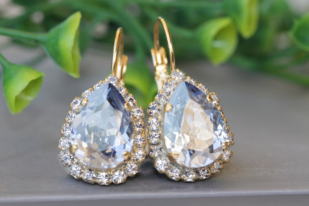DUSTY BLUE EARRINGS Bridal Blue Earrings Blue Bridesmaid - Etsy
