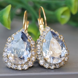 DUSTY BLUE EARRINGS, Bridal Blue Earrings, Blue Bridesmaid Earrings Set Gift,  Earrings, Blue Dangle Earrings, Pear shape Earrings