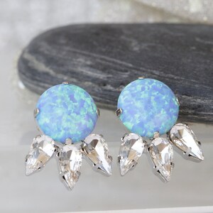 OPAL EARRINGS, Opal Stud Earrings, Blue Opal Sister Earrings,  Earrings, October birthstone, Gemstone Earrings, Bridal Earrings