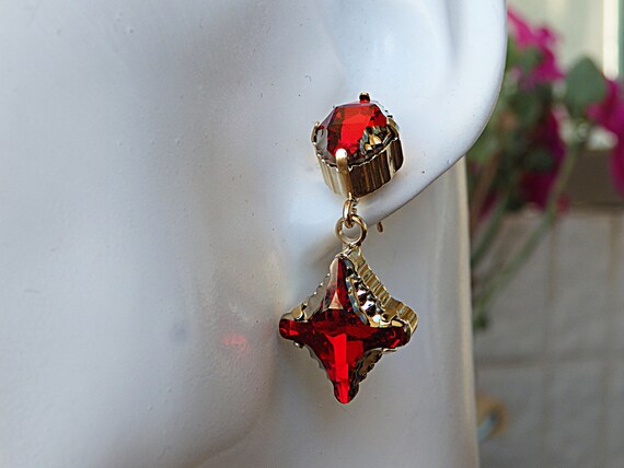 Cross Earrings Cross Earrings Red Cross Ruby Crystals Earrings