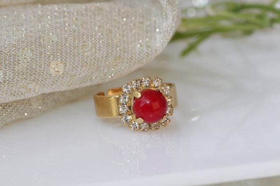 Red Gemstone Ring, Coral Ring, Coral Statement Ring, Engagement Ring, Gold  Coral Ring, Women's Ring, Fashion Ring, Precious Stone Ring - Etsy