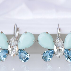 BUTTERFLY EARRINGS, Bridesmaid Dangle Earrings, Bridal Earrings, Aquamarine Blue Earrings, Gift For Sister, Earrings,Animal Droplet