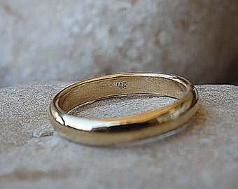 Simple Plain Wedding Band. 14K Solid Gold Ring. Women's Men's Gold Wedding Band for Her Him. Wedding Gold Band Ring. Gold Wedding Band Ring