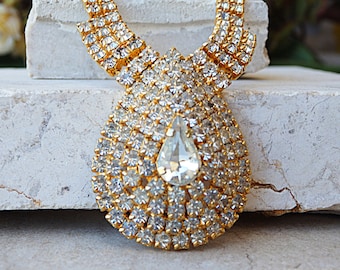 Collana girocollo in cristallo placcato oro: gioielli da sposa vintage