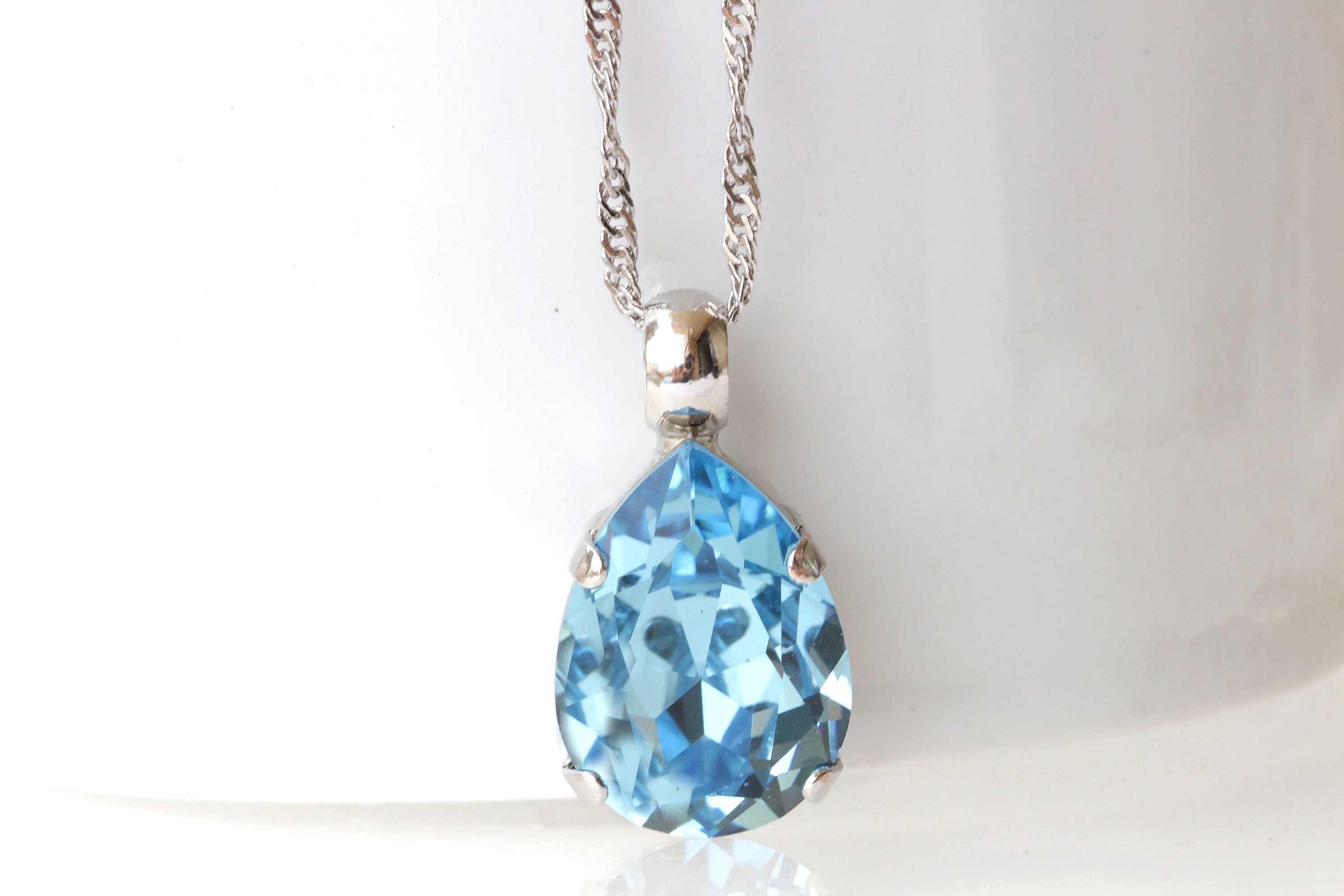 Collana Goccia D'Acqua Con Cristallo Bianco Naturale - Argentato - Regalo Luckyshine