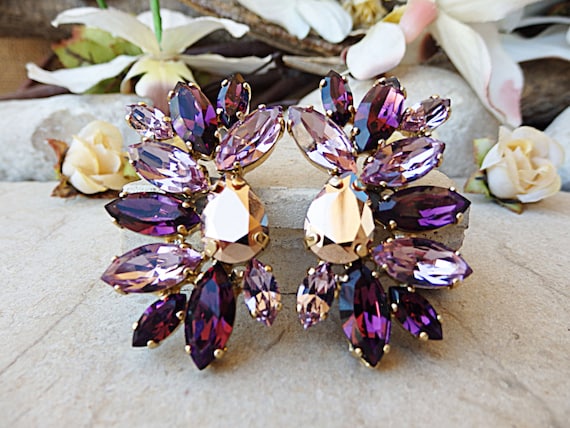 Purple Pearl Long Chandbali Earring for Party | FashionCrab.com