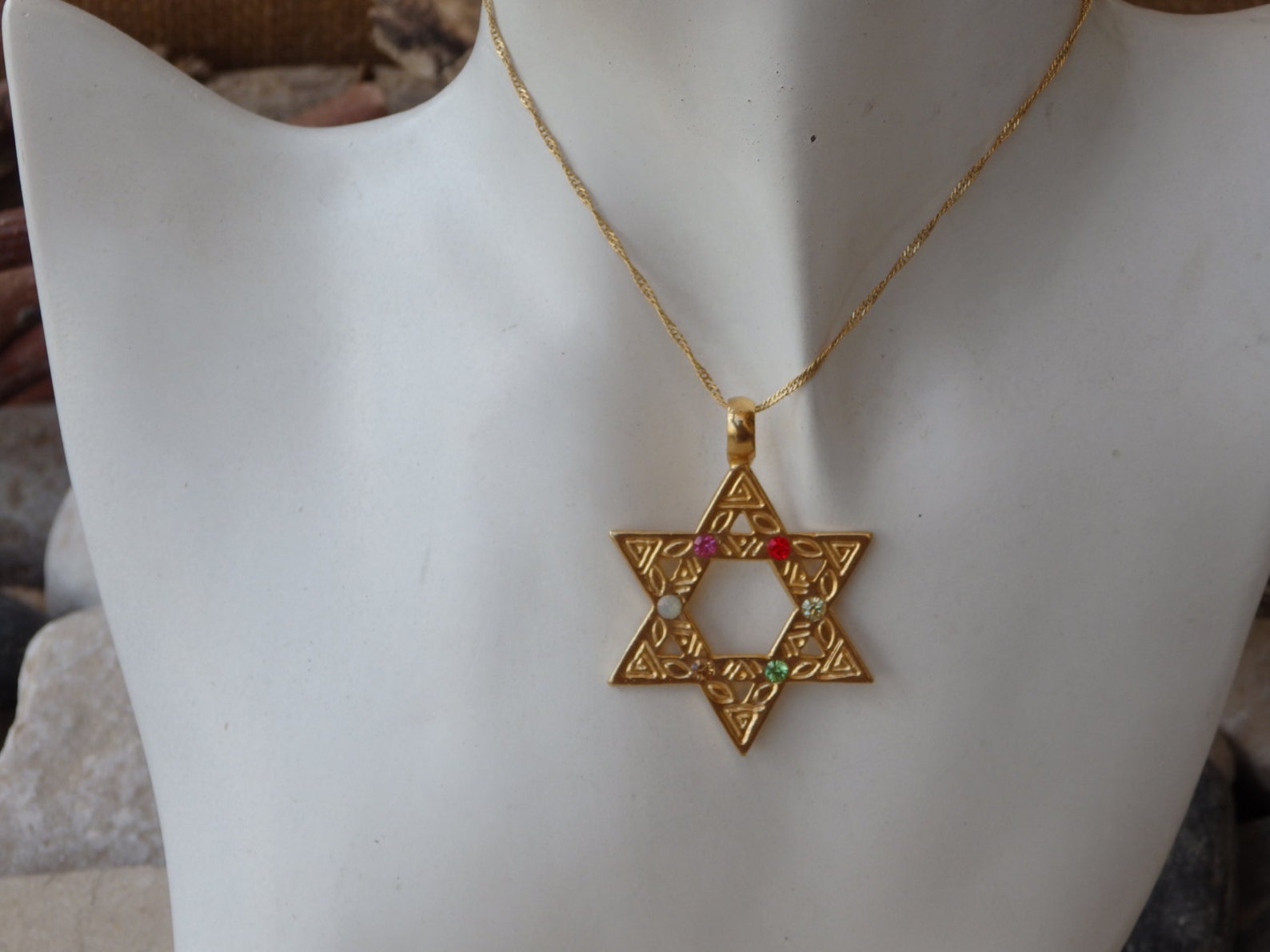Men's Retro Star Of David Pendant Necklace – 316L Stainless Steel, Silver & Black, Carved Both Sides, EC4Shop