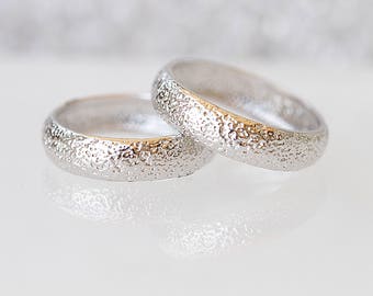 SILVER COUPLES RING ,Rough Silver Ring, Wedding Ring Set, Matching Silver Ring, Unisex Silver Ring, Textured Silver Ring,Silver Promise Ring