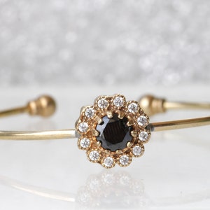 HEMATITE BRACELET, Dark Gray Bracelet, Bridal Minimalist Bracelet, Art Deco Open Cuff ,Wedding Bracelet,  One Center Piece Bracelet