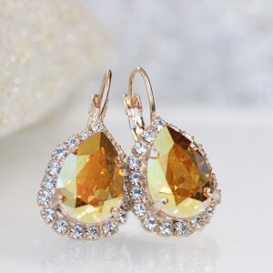 GOLD METALLIC EARRINGS, Gold Bridal Earrings, Leverback Earring, Teardrop earrings,Best Friend Gift Ideas, Crystal Bridesmaid Gift