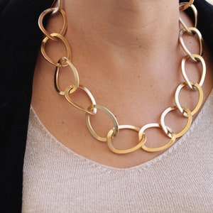 Gold Necklace, Thick Chain Necklace, Fashion Necklace, Gold Classic Necklace, Link Chain Toggle Necklace, Gold Chunky Necklace, Gold Choker