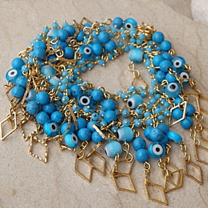 Turkish Eye Bracelet. Bracelet and Necklace. Turquoise Bracelet. Evil