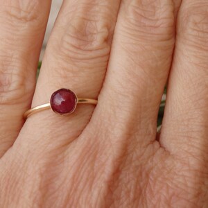 Ruby ring. Natural ruby ring. Genuine ruby ring. Ruby bridal ring. Ruby gold ring.July birthstone ring.Simple gemstone ring.Tiny dainty ring image 2