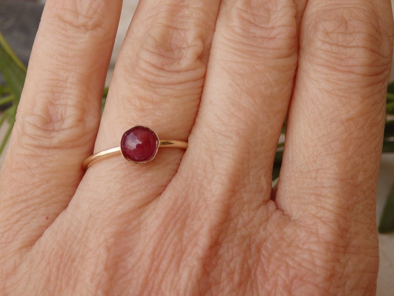 Ruby ring. Natural ruby ring. Genuine ruby ring. Ruby bridal ring. Ruby gold ring.July birthstone ring.Simple gemstone ring.Tiny dainty ring image 2