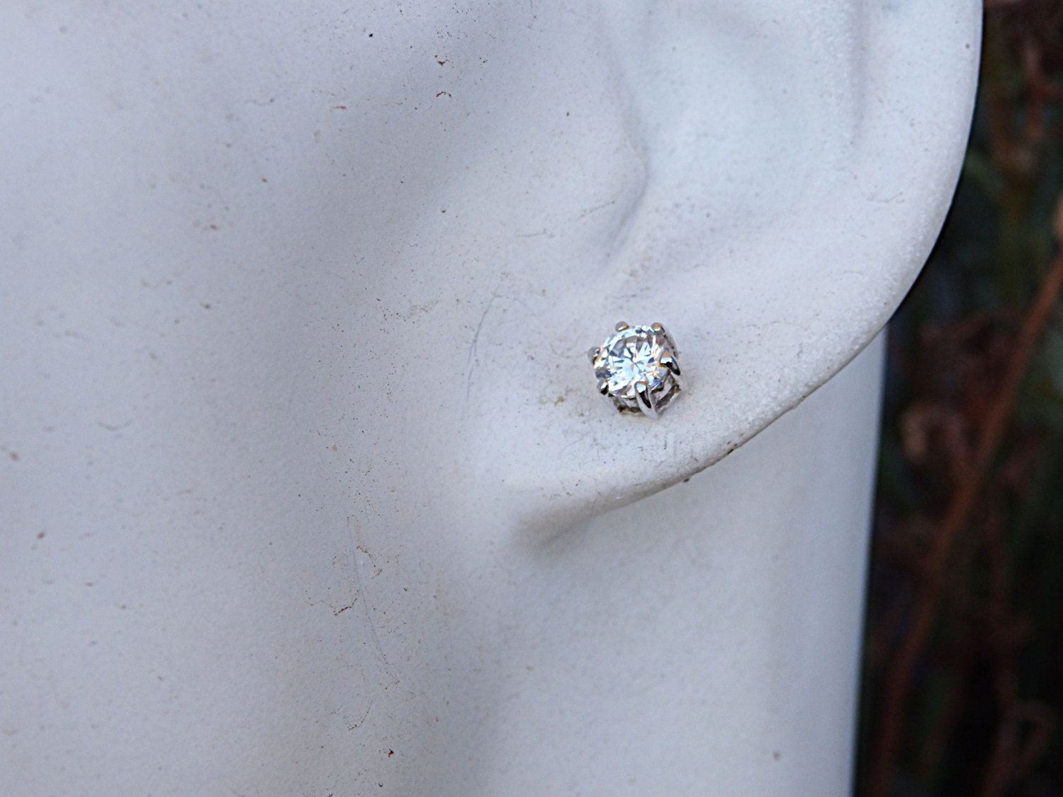 Zircon Stud Earrings. Sterling Silver Post. Minimalist Earrings